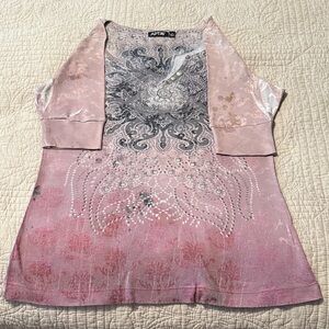 Apt. 9 Pink Paisley Rhinestone Layered-Look Tunic